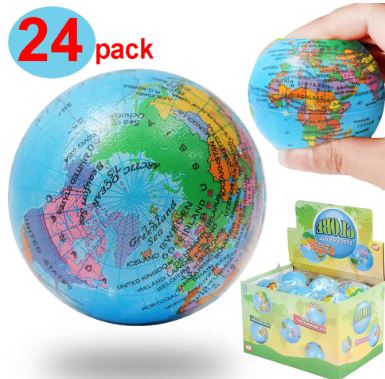 Earth Squeeze Ball – Soft Foam Globe Stress Relief Toy for Kids and Adults