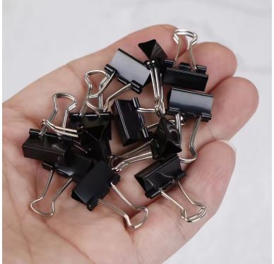 12pcs Metal Binder Clips – 15mm Foldback Paper Document Clips for Office and School