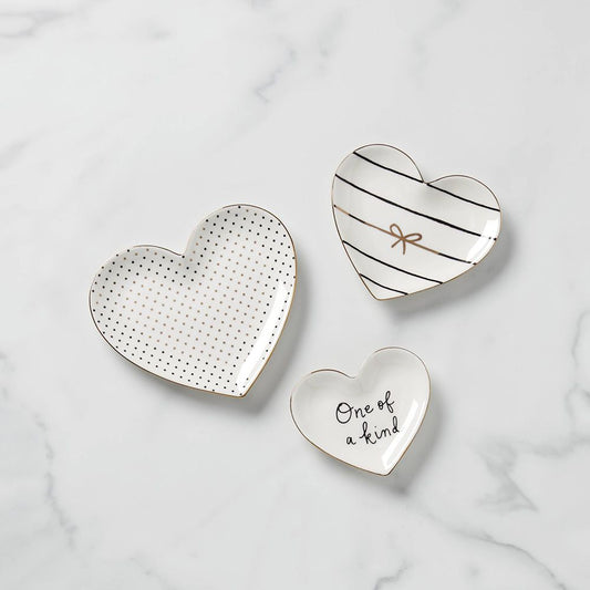 Kate Spade A Charmed Life Heart Catch All Dish Set of 3